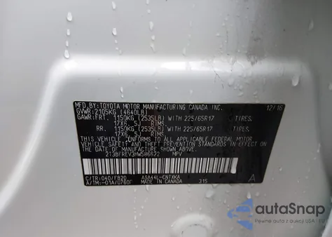 2017 Toyota Rav4 Le z USA, uszkodzony, nr VIN 2T3BFREV3HW586622